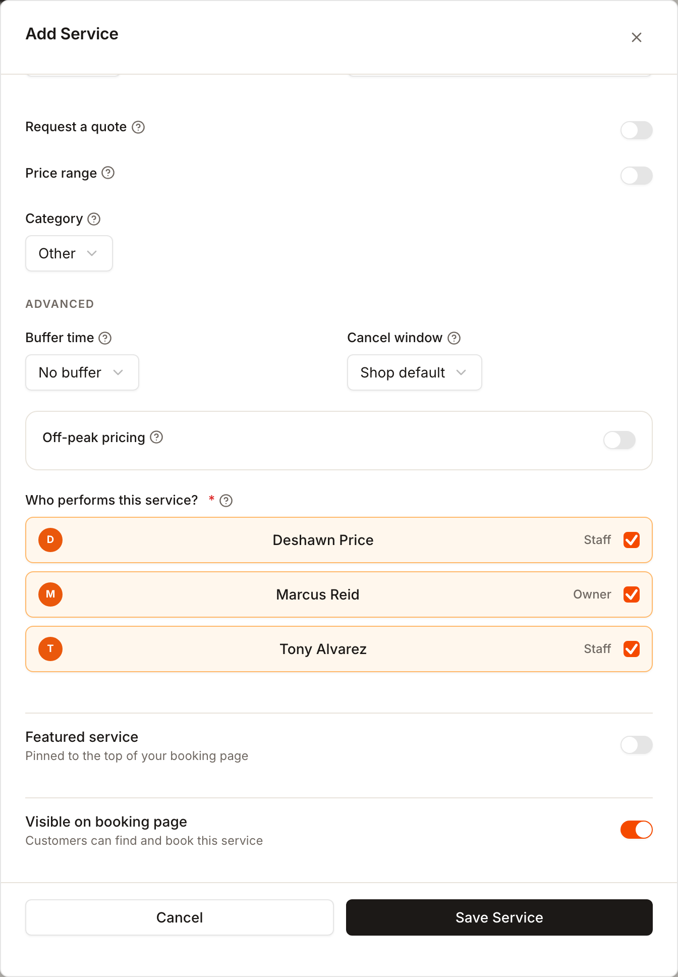Choosing who performs a service